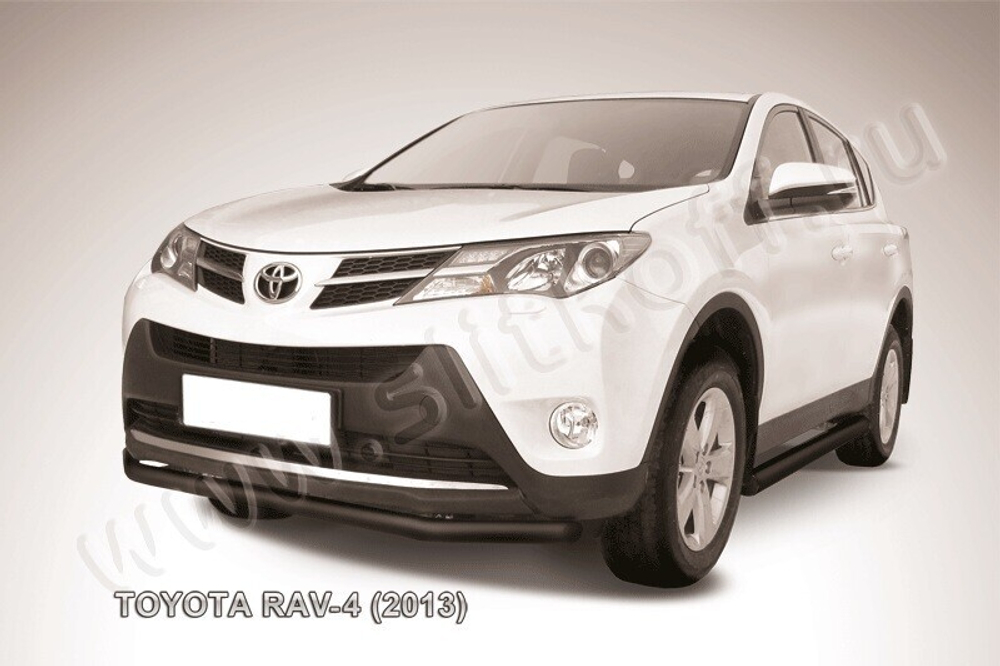 Защита переднего бампера (нержавейка) Toyota Rav-4 (2012-2015) d57 (черный)