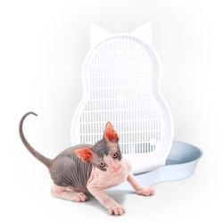 Лоток/туалет ZOOEXPRESS "Кошка" с сеткой большой - 44,5х29,5х6 см
