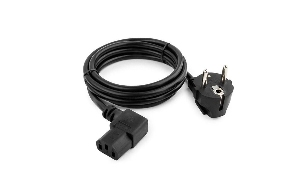 Кабель питания RIPO  1.8м, Schuko-Г-образный штекерC13 (3*0.75 mm2)  10A, черн., угл. вилка, с зазем