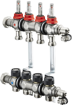 Коллектор Oventrop Multidis SF 1" арт. 1404354 (4 контура) с расходомерами для теплого пола