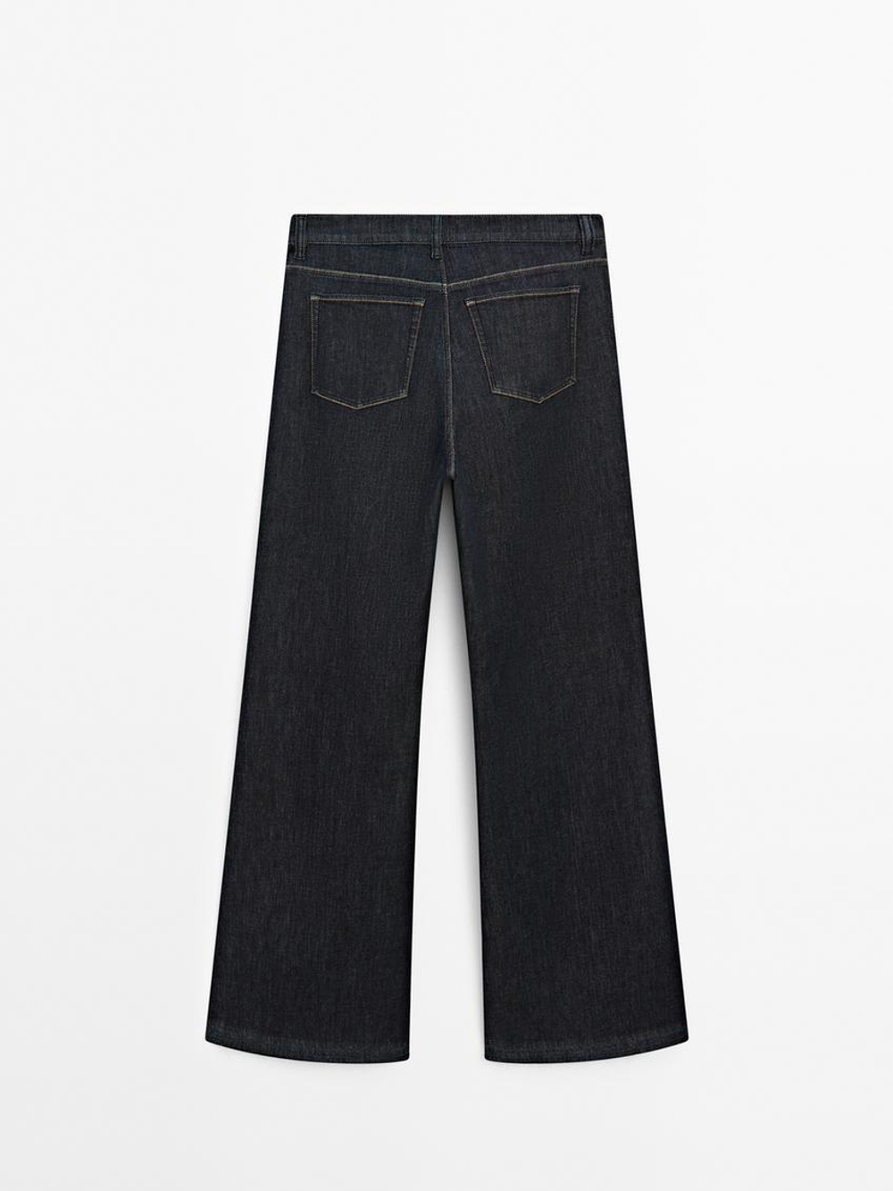 Massimo Dutti Расклешенные джинсы с завязками, темно-серый