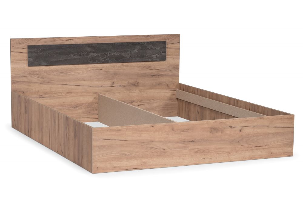 Двуспальная кровать Taika 160х200 дуб золотой / камень темный