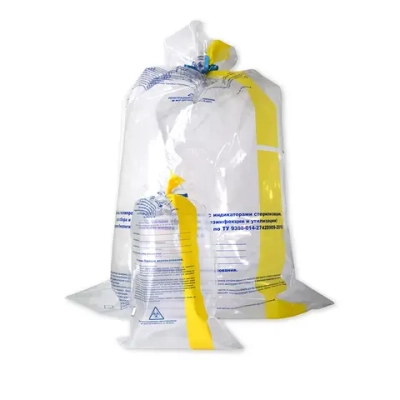Пакеты ПП с индикатором для сбора и термической обработки медико-биологических отходов 450х600 мм 100 шт