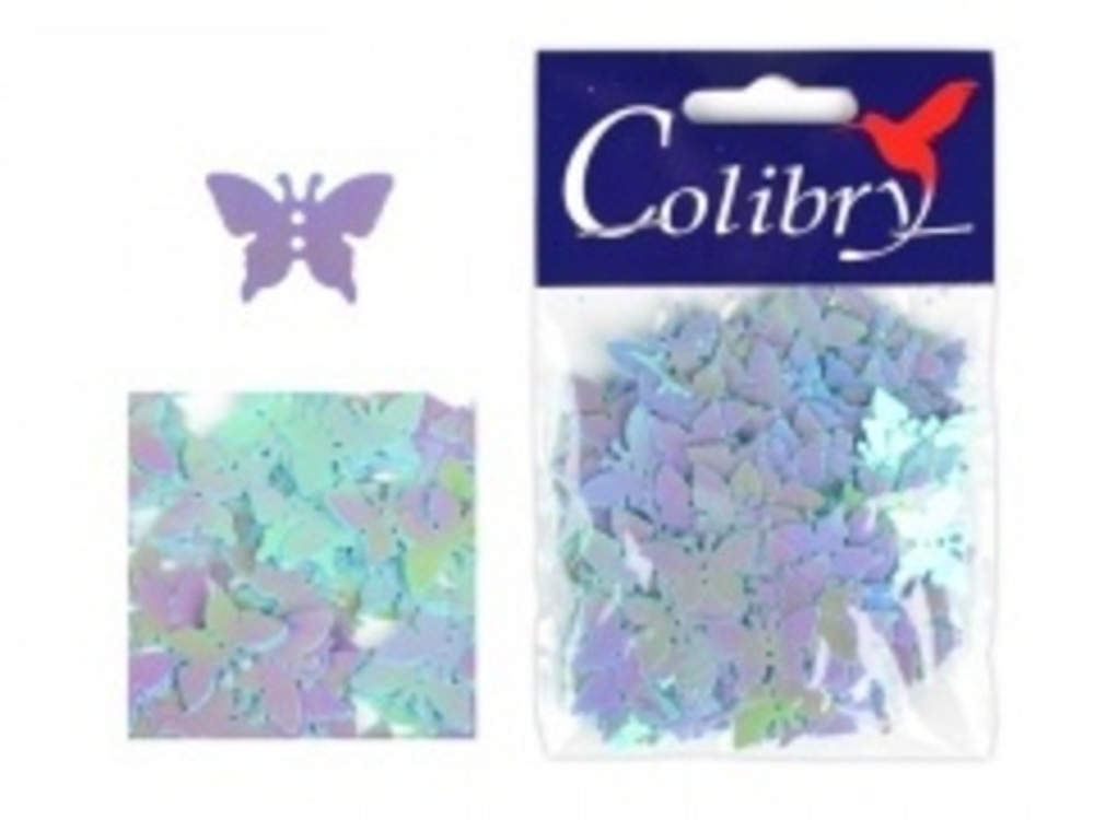 Пайетки фигурные голографические-(бабочки)10гр-Colibry