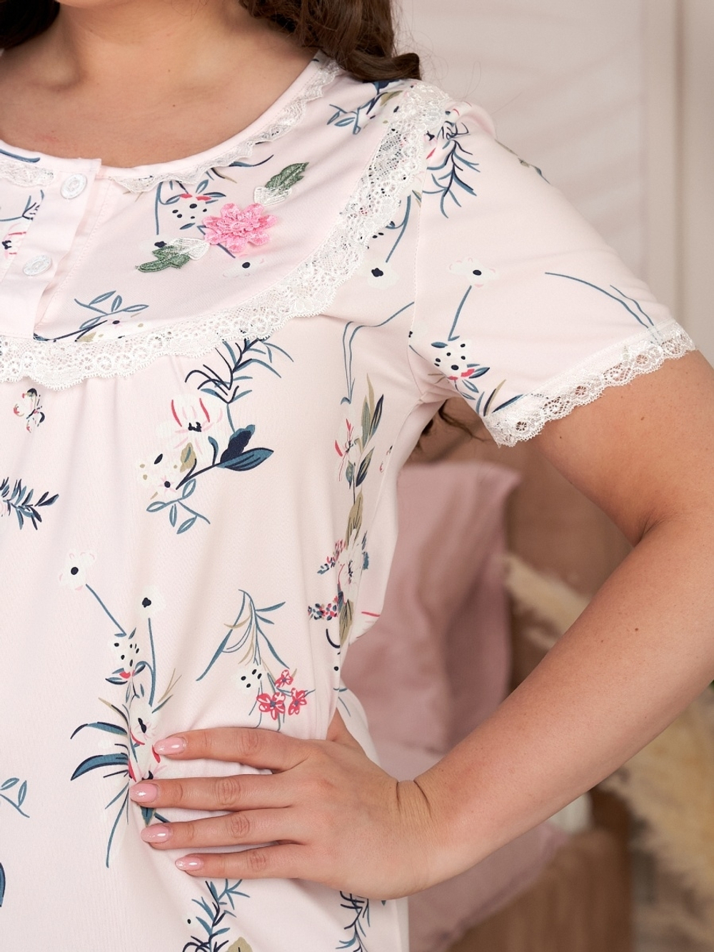 Сорочка б/в кор.рукав 7055-1 роз