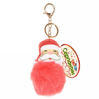 Брелок с карабином «Pom pom- Дед Мороз» микс 6 цветов, 11см