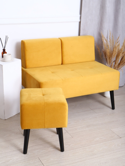 Диван "Twist" антивандальный велюр горчичный/венге