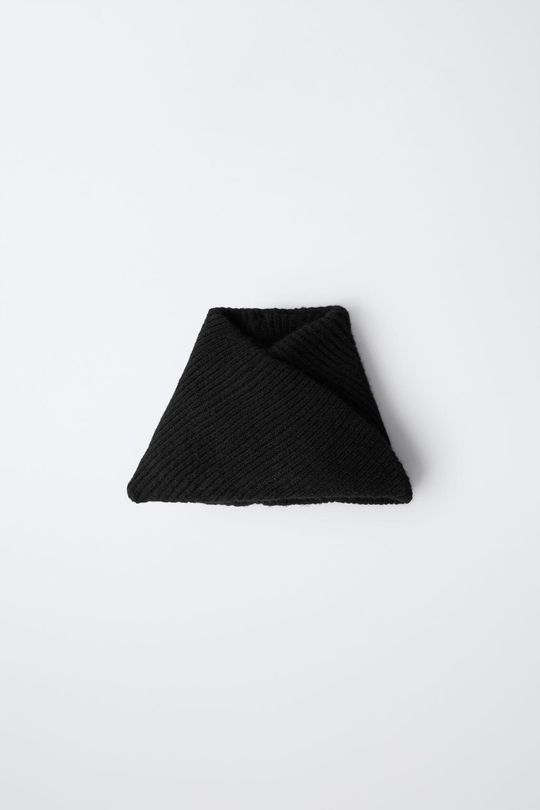 ZARA БАЗОВЫЙ ТРИКОТАЖНЫЙ СНУД, ЧЕРНЫЙ