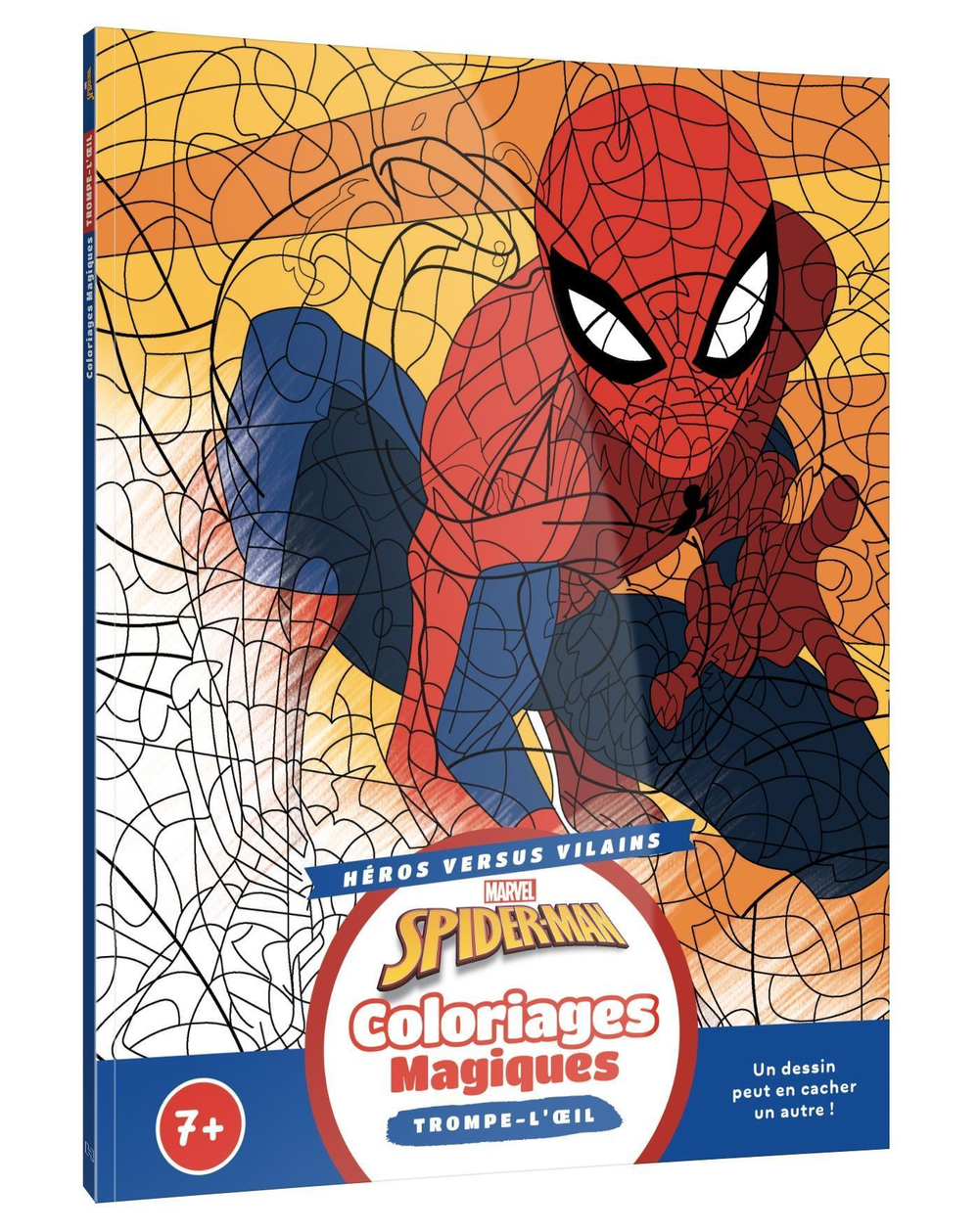 Hachette  раскраска по номерам  SPIDER-MAN - Coloriages magiques - Trompe-l'oeil (7+) - Héros contre Vilains - MARVEL