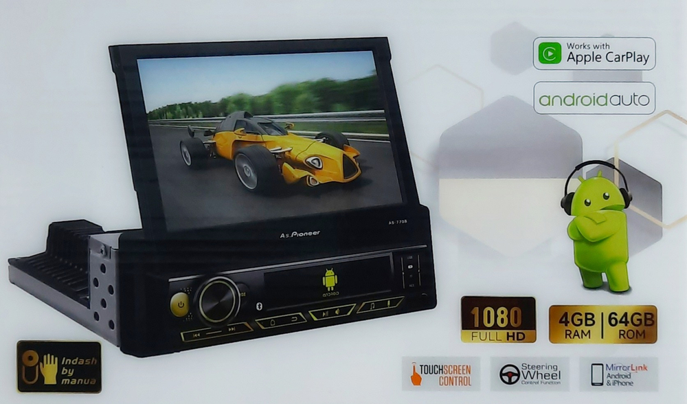 Автомагнитола AS.Pioneer AS-7708 Android/4+64GB/Выездной экран.