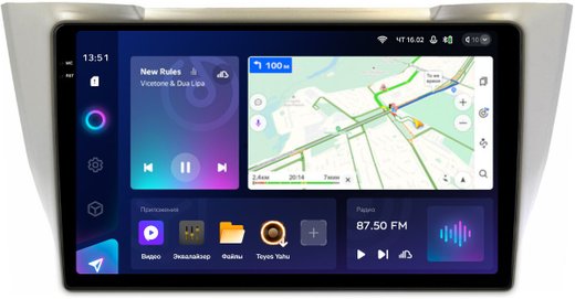 Магнитола для Toyota Harrier 2 XU30 2003-2013, Lexus RX 2003-2009 (монохром, рамка вниз) - Teyes CC3-2K монитор 10.36" 2K QLED на Android 10, ТОП процессор, CarPlay, 4G SIM-слот