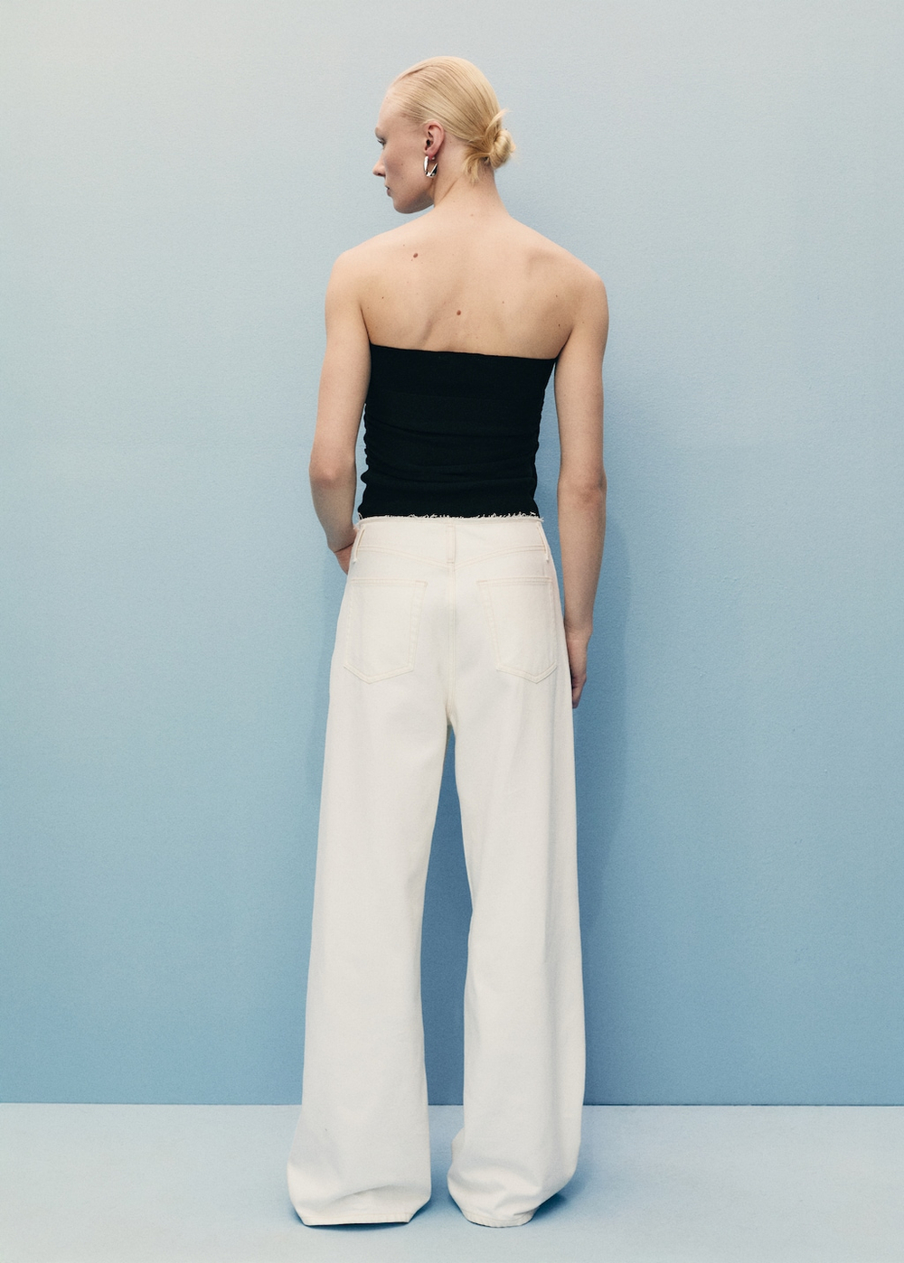 Брюки wideleg из денима с необработанным поясом