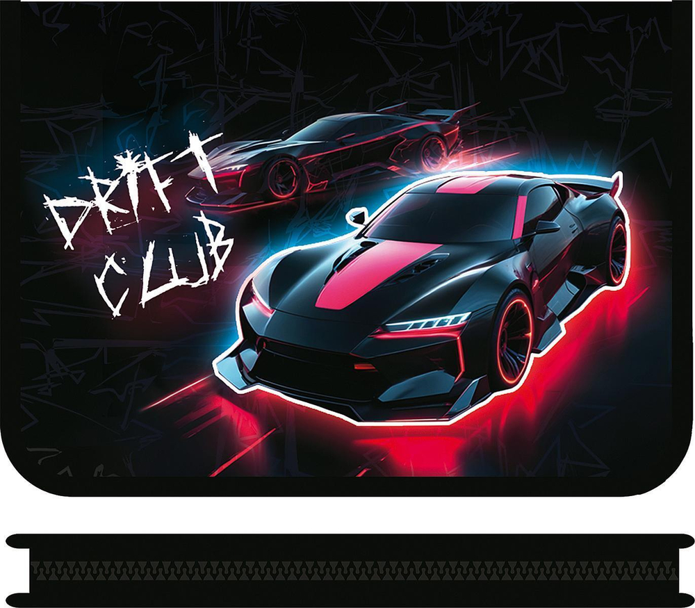 Папка д/тетрадей А4 молния вокруг печать на пластике "Черное авто 2025" (Пчёлка)