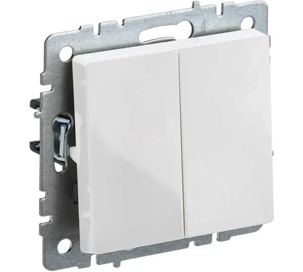 IEK BRITE Выключатель 2- клавишный 10А ВС10-2-0-БрБ белый