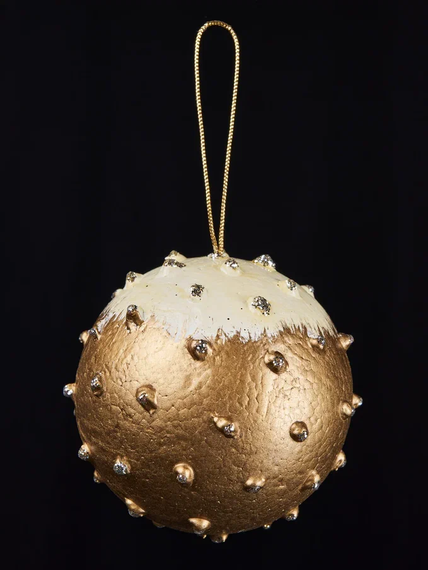 Винтажный шар Сокровища Посейдона 13 см., золото с блестками, 1 шт., Christmas DeLuxe (89039)