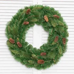Рождественский венок Байкальский с шишками 60 см., Леска+ПВХ, ЕлкиТорг (52076)