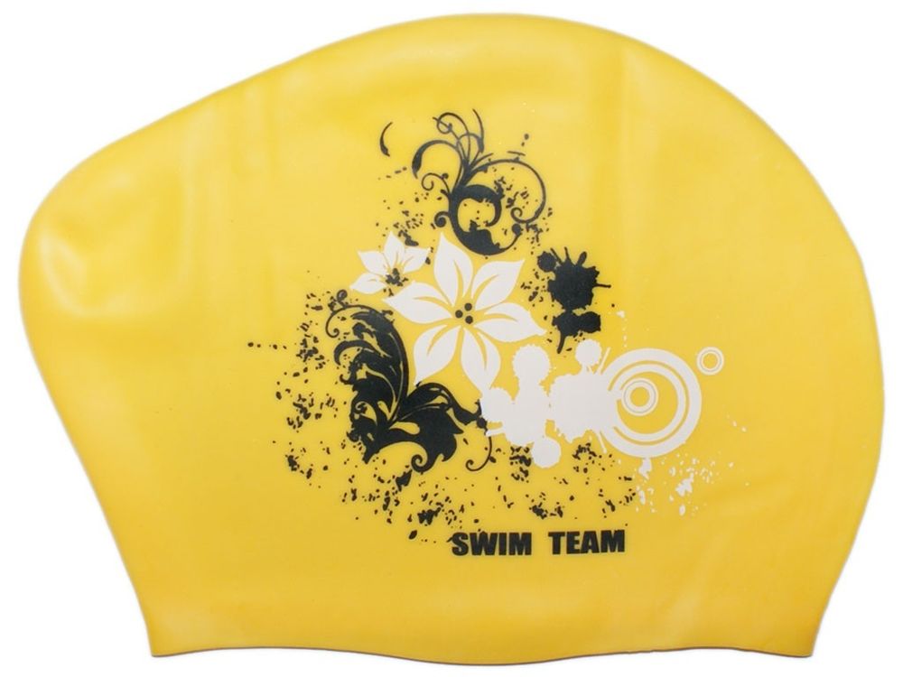 Шапочка для плавания для длинных волос цветы: KW-F  (Жёлтый)