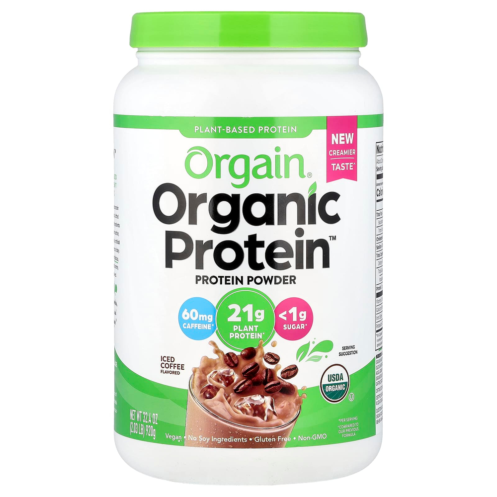 Orgain, Organic Protein™, растительный порошок, со вкусом холодного кофе, 920 г (2,03 фунта)