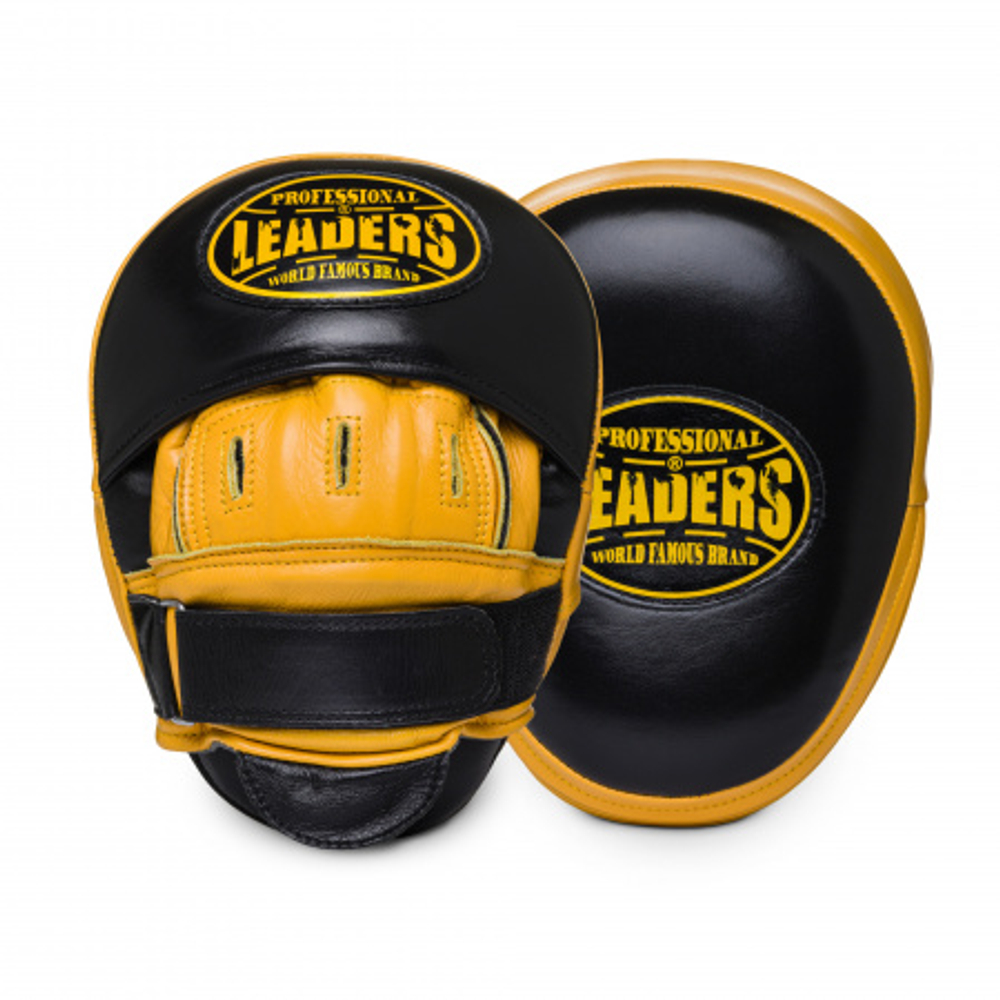 Лапы тренерские LEADERS CURVED BUMBLEBEE (ONE, кожа, черный/желтый)