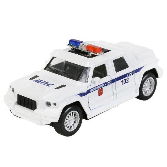 Машина металл БРОНЕМАШИНА ПОЛИЦИЯ длина 12 см, двери, инерц, белый, кор. Технопарк