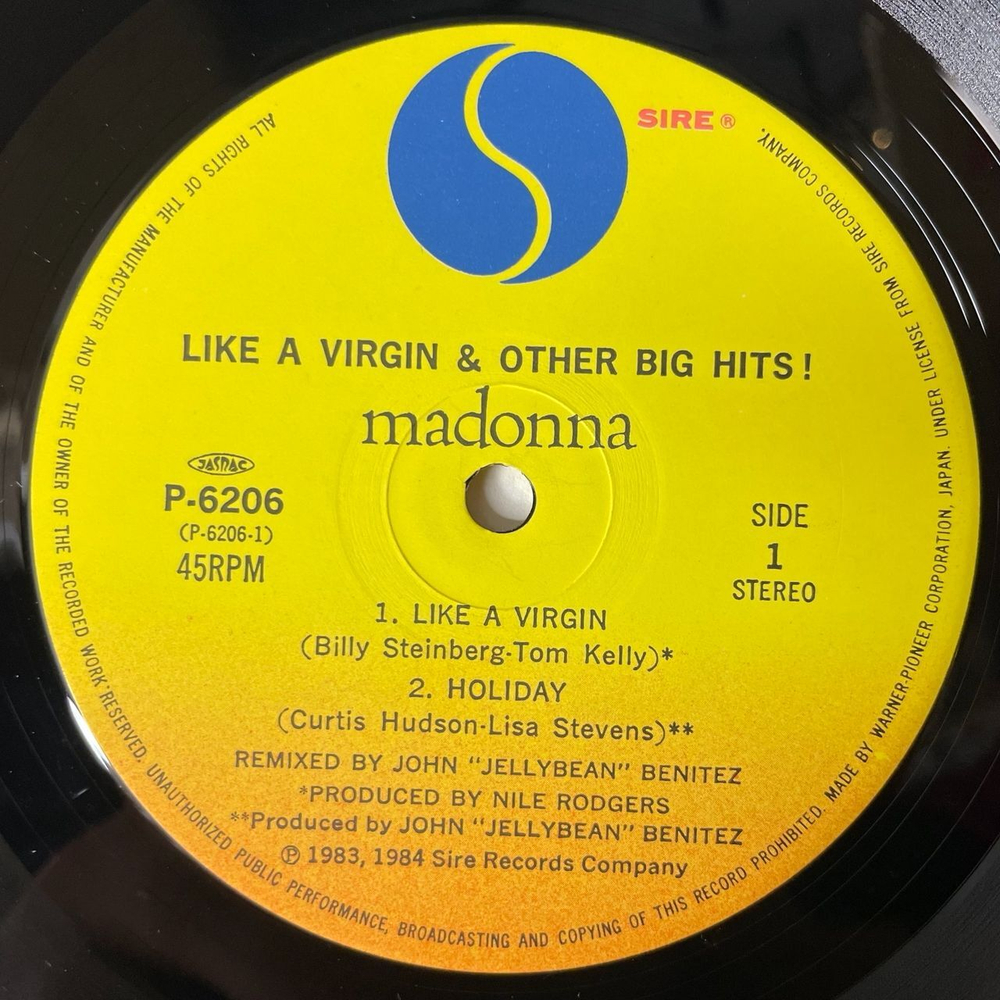 Винтажная виниловая пластинка LP Madonna Like A Virgin and Other Big Hits (Japan 1985) 45 RPM Mini-Album