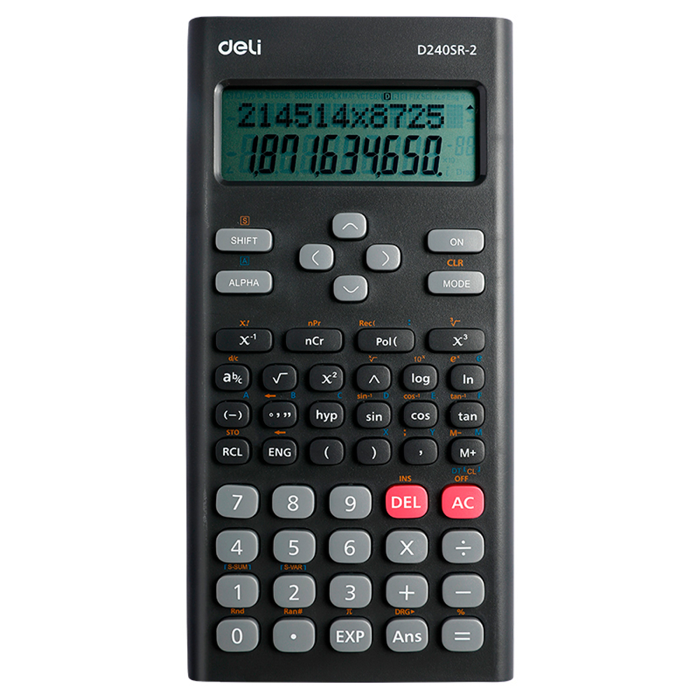 Калькулятор научный DELI D-240SR-2, 10+2 разрядов, 240 функций, 162х82х19 мм,темно серый