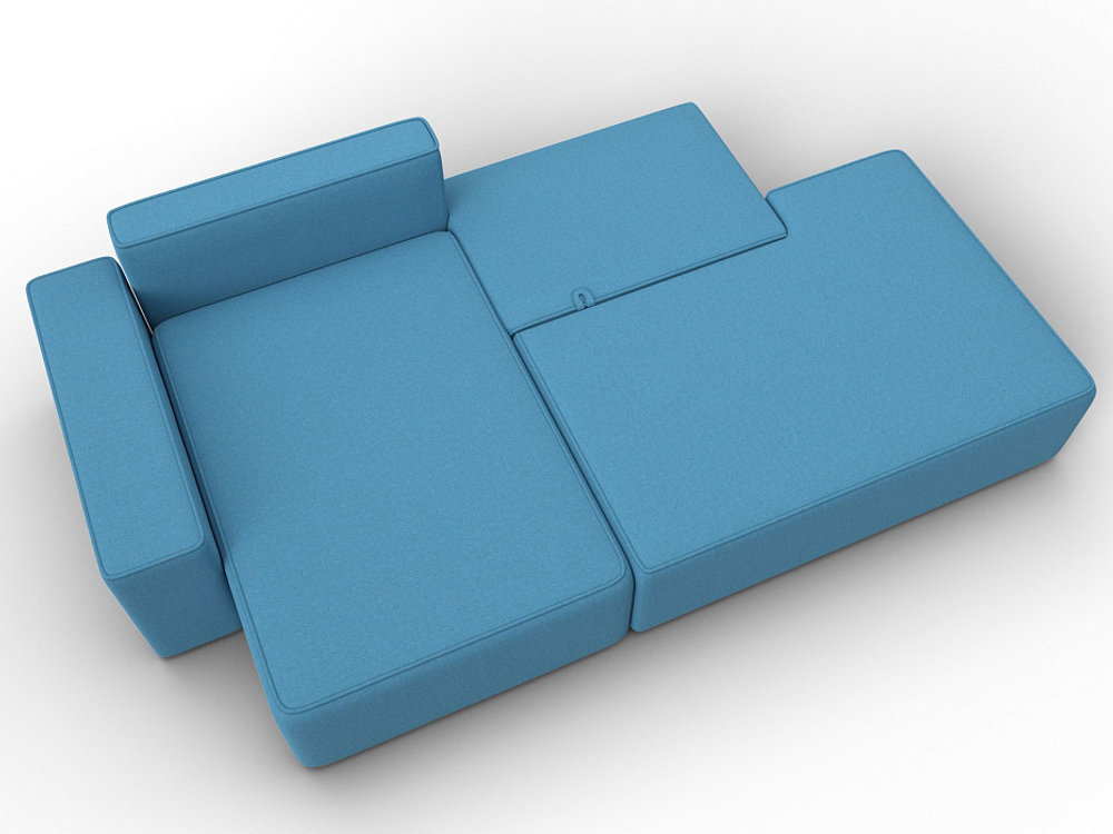 Диван угловой Лига-079 угол левый РОГОЖКА Амур 10 голубой