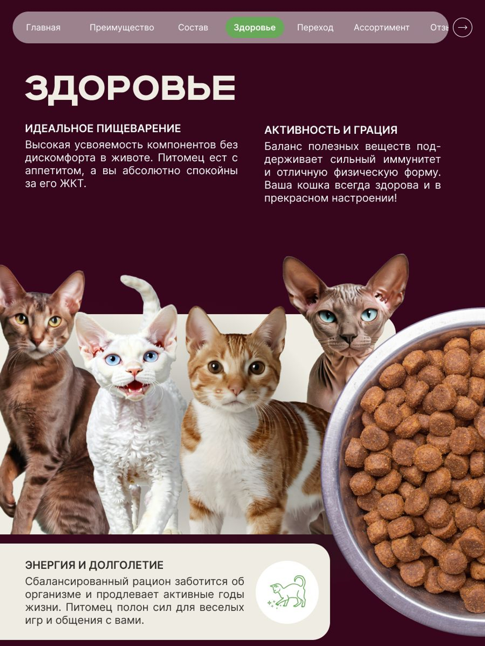 Корм сухой для кошек породы Сфинкс, с ягненком, 400 гр, QUATTRO