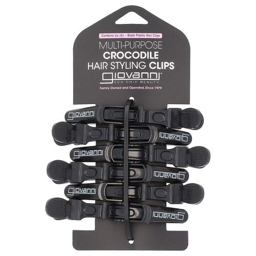 Giovanni, универсальные заколки для укладки волос с крокодиловой текстурой, черный, 6 шт.