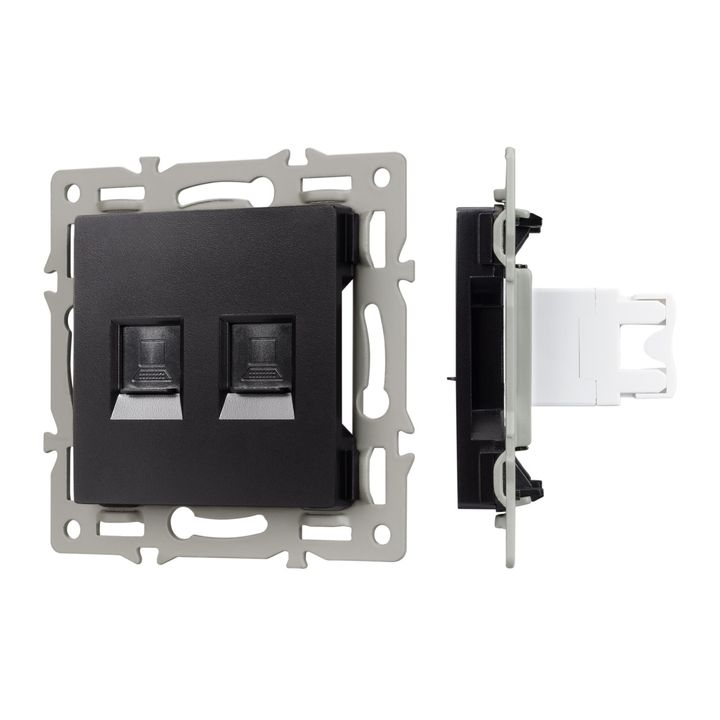 Механизм компьютерной розетки двойной SCT-MPC2-PL-BK (RJ-45, CAT6) Arlight 045337