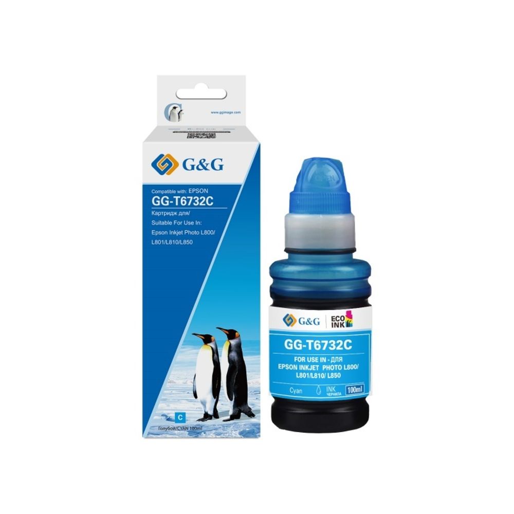 Чернила G&amp;G, аналог Epson 673 (C13T67324A) для L1800/L800/L805/L810/L850 голубые