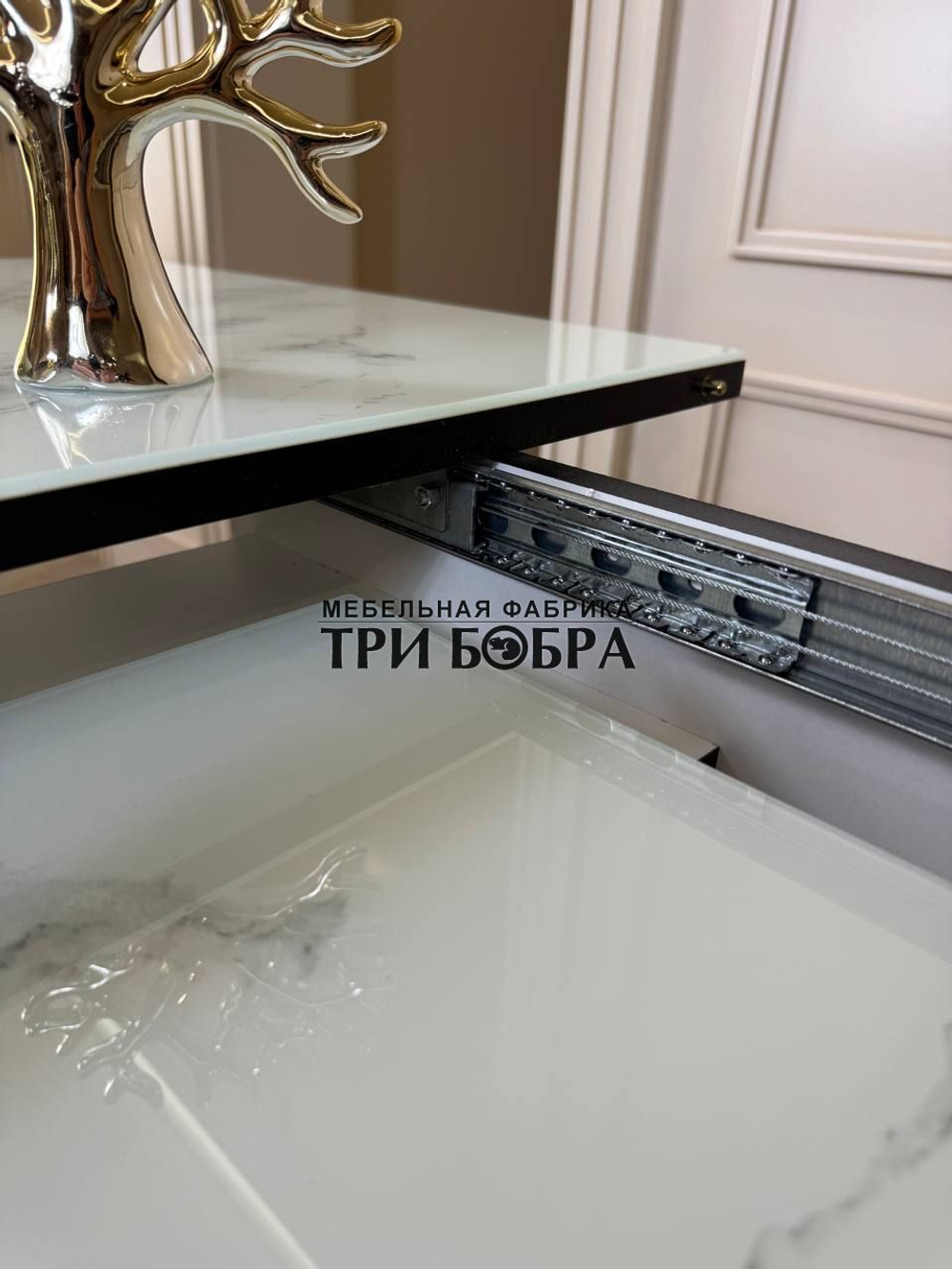 Кухонный раздвижной стол "Прадо", белый мрамор