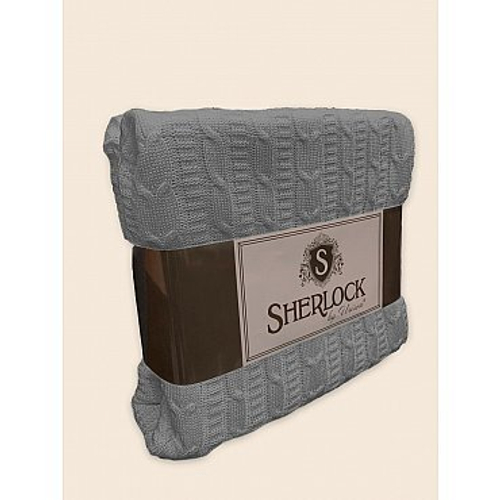 ТТК-П-0102-86 Плед вязаный "Sherlock" серый 180х20