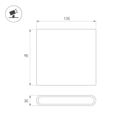 Светильник настенный SP-FLAT-S135x90-2x3W Day4000-MIX (Черный, 75 deg, 230V) (Arlight, IP65 Металл, 3 года) 060679