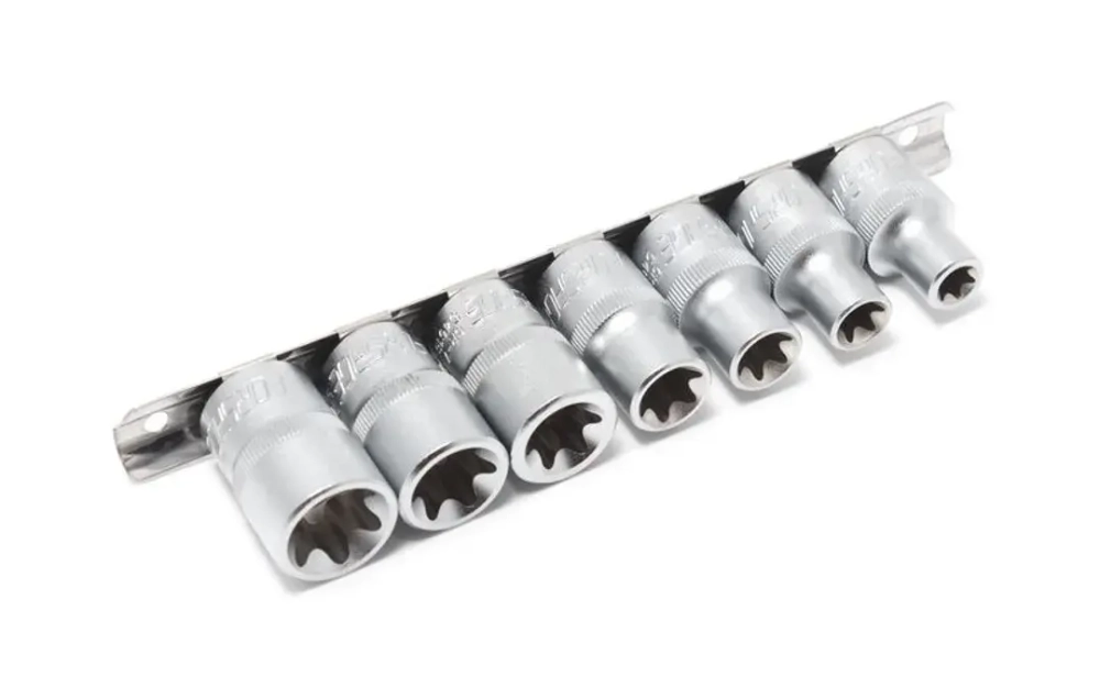 Набор головок Е-профиль 7пр. 1/2''(E10,E12,E14,E16,E18,E20,E22), на планке Forsage F-4073