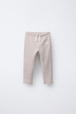 ZARA ОДНОТОННЫЕ ЛЕГИНСЫ В РУБЧИК С НАШИВКОЙ, ЦВЕТ ЛЬДА