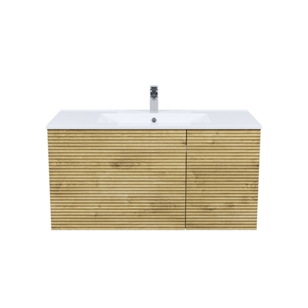 Тумба с умывальником IDDIS Bild, подвесная, 100 см, дуб светлый, BIL10V0i95K