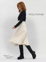 Юбка кожаная миди трапеция