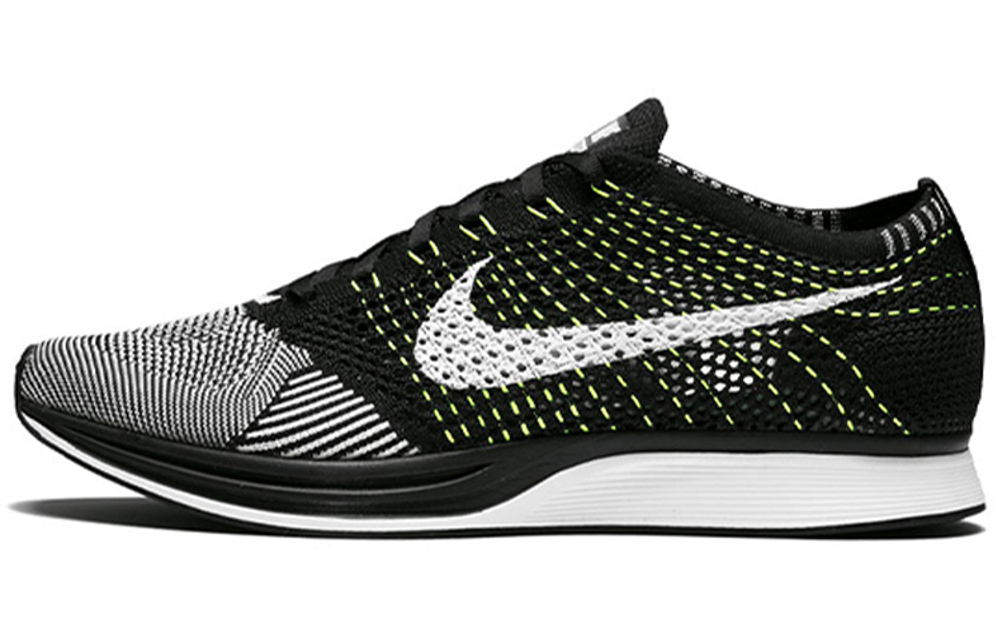 Nike flyknit racer black white best sale