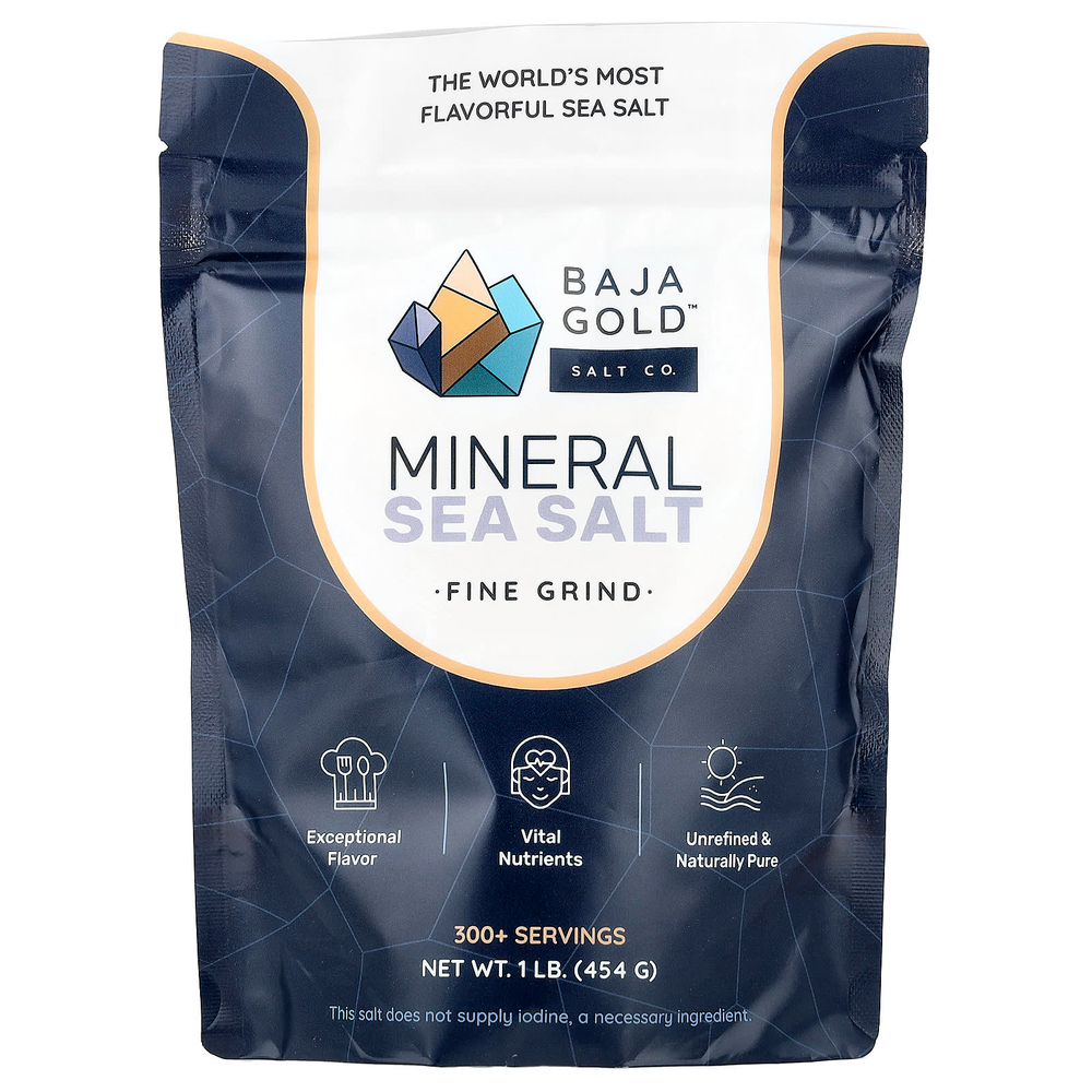 Baja Gold Salt Co., Минеральная морская соль, мелкого помола, 454 г (1 фунт)