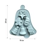 Форма для выпечки новогодняя 23х19 см, "Колокольчик", силикон, 6 ячеек, рецепт, ЗОЛОТАЯ СКАЗКА, 592469