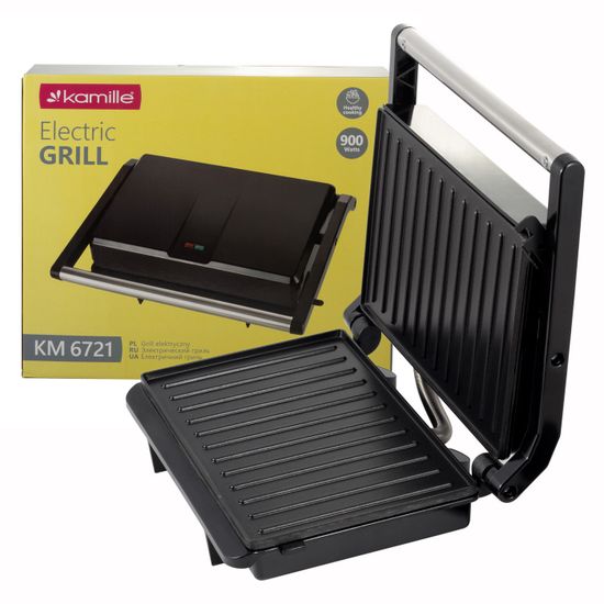 Гриль электрический 900 Вт. Kamille KM 6721 с антипригарным покрытием