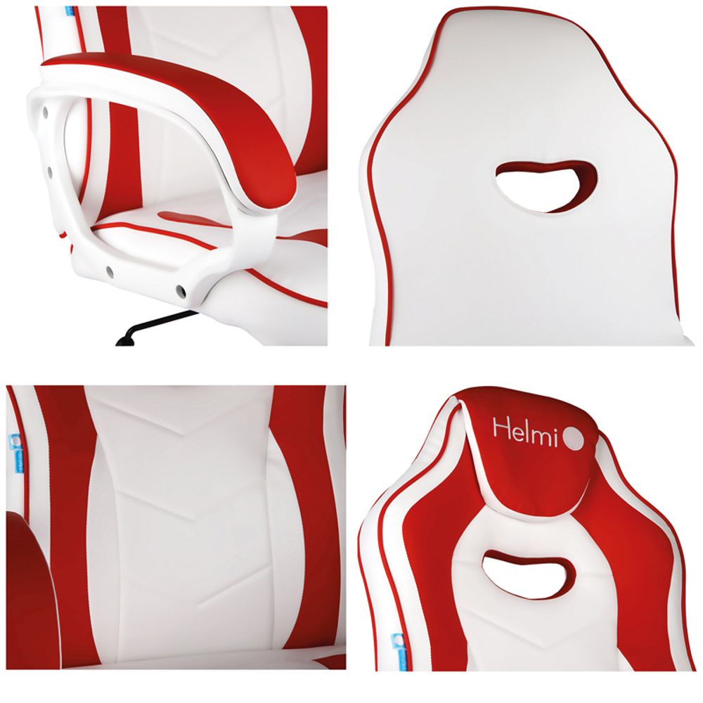 Кресло игровое Helmi HL-S15 "Skyline", экокожа, белая/красная, механизм качания