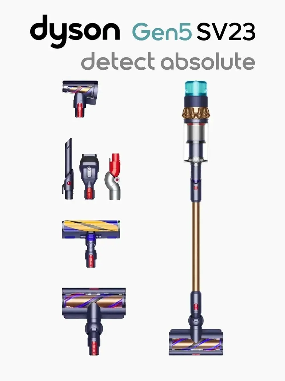 Вертикальный беспроводной пылесос Dyson Gen5 Detect Absolute (SV23) Cooper/Prussian Blue
