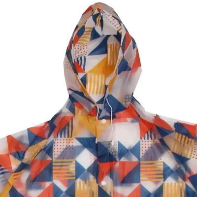 Дождевик-плащ 120 Мкрн 115*65см «Геометрия» с капюшоном и завязками, на кнопках, р-р M ДоброСад