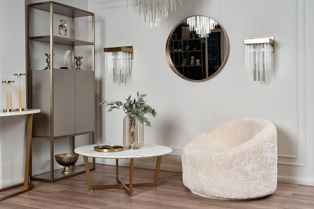 Стол журнальный круглый d100x40см Garda Decor искусственный мрамор