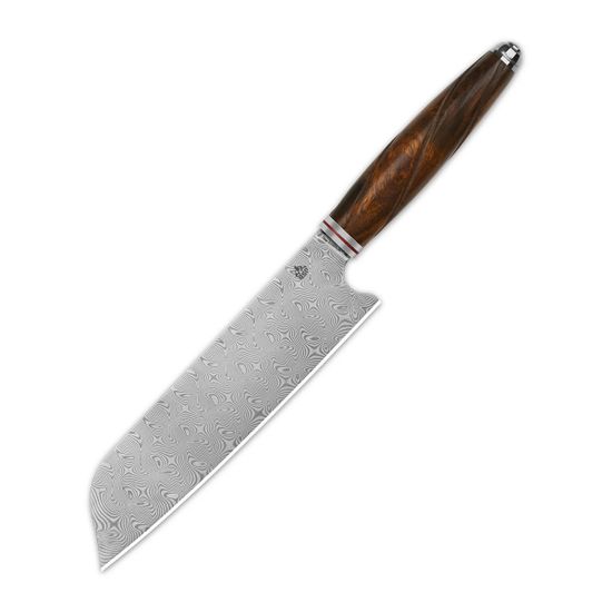 Нож QSP QS-KK-002B Santoku с клинком из стали Damascus, рукоять дерево
