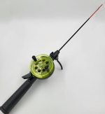 Удочка для зимней рыбалки Три Кита Tehno, катушка d-65mm с пластмассовой ручкой (хлыст стекловолокно), желтая, 3 штуки