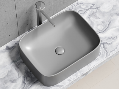 Умывальник чаша накладная прямоугольная (цвет Антрацит Матовый) Element 505x380x150мм