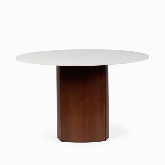 Круглый обеденный стол Addy диаметр 120 деревянная ножка и каменная столешница